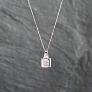 Pre-Owned 18ct White Gold 0.25ct Princess Cut Diamond Square Four Stone Pendant & 18 Inch Curb Chain 41142893