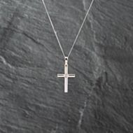 Pre-Owned 9ct White Gold Diamond Cross Pendant & 18 Inch Curb Chain 41142902