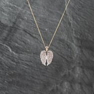 Pre-Owned 9ct Two Colour Gold Diamond Angel Wings Pendant & 18 Inch Curb Chain 41142908