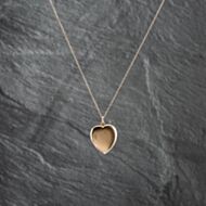 Pre-Owned 9ct Yellow Gold Brushed Effect Heart Locket Pendant & 16 Inch Trace Chain 41142924
