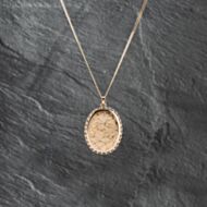 Pre-Owned 9ct Yellow Gold Oval Foliate Hand Engraved Locket Pendant & 18 Inch Curb Chain 41142925