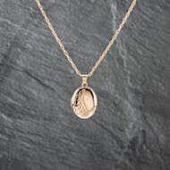 Pre-Owned 9ct Yellow Gold Half Engraved Locket Pendant & 16 Inch Prince Of Wales Chain 41142927