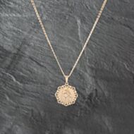 Pre-Owned 9ct Yellow Gold Ornate Edged St Christopher Pendant & 18 Inch Anchor Chain 41142928