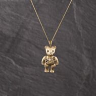 Pre-Owned 9ct Yellow Gold Multi Stone Articulating Teddy Pendant & 18 Inch Curb Chain 41142949
