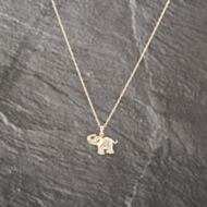 Pre-Owned 9ct Two Colour Gold 0.03ct Diamond Set Elephant Pendant & 18 Inch Prince Of Wales Chain 41143004