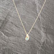 Pre-Owned 9ct Two Colour Gold Blue Topaz & 0.03ct Diamond Pendant & 18 Inch Prince Of Wales Chain 41143006