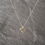 Pre-Owned 9ct Yellow Gold Sapphire & 0.04ct Diamond Open Heart Pendant & 16 Inch Prince Of Wales Chain 41143007
