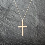 Pre-Owned 9ct Yellow Gold Large Plain Cross Pendant & 18 Inch Curb Chain 41143022
