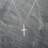 Pre-Owned 9ct White Gold Plain Cross Pendant & 18 Inch Curb Chain 41143039