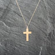 Pre-Owned 9ct Yellow Gold Plain Cross Pendant & 18 Inch Curb Chain 41143044