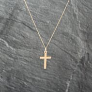 Pre-Owned 9ct Yellow Gold Plain Cross Pendant & 18 Inch Curb Chain 41143046