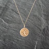 Pre-Owned 9ct Yellow Gold Round St Christopher Pendant & 18 Inch Curb Chain 41143067
