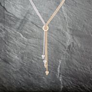 Pre-Owned 9ct Two Colour Gold Bead Dropper Pendant & 18 Inch Snake Chain 41143075