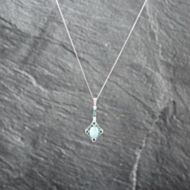 Pre-Owned 14ct White Gold Opal & 0.10ct Brilliant Cut Emerald Diamond Gemstone Pendant & 17 Inch Curb Chain 41143081