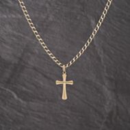 Pre-Owned 9ct Yellow Gold Cross Pendant & 19 Inch Curb Chain 41143083