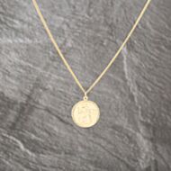 Pre-Owned 9ct Yellow Gold Round St Christopher Pendant & 18 Inch Curb Chain 41143096