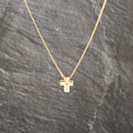 Pre-Owned 9ct Yellow Gold Brilliant Cut Diamond Chunky Cross Pendant & 20 Inch Curb Chain 41143102