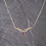 Pre-Owned 9ct Yellow Gold Ruby & Diamond 16 Inch Collarette Necklace 41143140