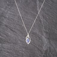 Pre-Owned White Gold 0.74ct Tanzanite & 0.05ct Diamond Pear Shaped Ribbon Pendant & 18 Inch Prince Of Wales Chain 41143160