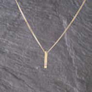 Pre-Owned 9ct Yellow Gold 0.05ct Diamond Tension Set Bar Drop Pendant & 16 Inch Curb Chain 41143164
