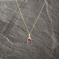 Pre-Owned Yellow Gold Mystic Topaz & 0.01ct Diamond Pendant & 18 Inch Curb Chain 41143173