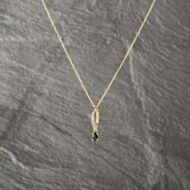 Pre-Owned 9ct Yellow Gold Sapphire & 0.03ct Diamond Set Pendant & 18 Inch Prince Of Wales Chain 41143176