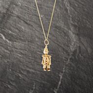 Pre-Owned 9ct Yellow Gold Cubic Zirconia Set Clown Pendant & 18 Inch Curb Chain 41143180