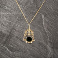 Pre-Owned 9ct Yellow Gold Multi Stone Fancy Swivel Pendant & 20 Inch Curb Chain 41143183