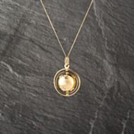 Pre-Owned Vintage Two Colour Gold Swivel Ball Pendant & 18 Inch Curb Chain 41143185