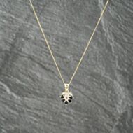 Pre-Owned 9ct Two Colour Gold Sapphire & 0.02ct Diamond Pendant & 18 Inch Curb Chain 41143210