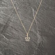 Pre-Owned 9ct Yellow Gold 0.20ct Brilliant Cut Diamond Butterfly Pendant & 18 Inch Curb Chain 41143221