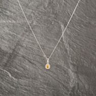Pre-Owned 9ct White Gold Citrine & 0.05ct Diamond Pearshaped Dropper Pendant & 18 Inch Curb Chain 41143225