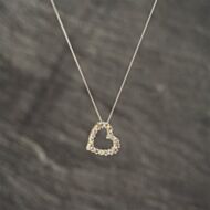 Pre-Owned 9ct Two Colour Gold 0.13ct Brilliant Cut Diamond Heart Slider Pendant & 18 Inch Curb Chain 41143226