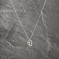 Pre-Owned 9ct White Gold Cubic Zirconia Heart Slider Pendant & 18 Inch Curb Chain 41143227