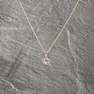Pre-Owned 9ct Yellow Gold Tanzanite & 0.01ct Diamond Pendant & 20 Inch Curb Chain 41143228