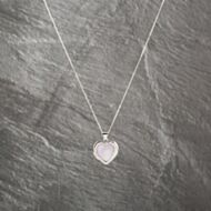 Pre-Owned 9ct White Gold Pink Heart Pendant & 18 Inch Curb Chain 41143229