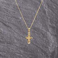 Pre-Owned Yellow Gold Cubic Zirconia Set Cross Pendant & 18 Inch Curb Chain 41143240
