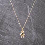Pre-Owned 9ct Yellow Gold Cubic Zirconia Set Moveable Teddy Bear Pendant & 17 Inch Belcher Chain 41143248
