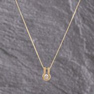 Pre-Owned 9ct Yellow Gold 0.15ct Brilliant Cut Diamond Set Pendant & 18 Inch Curb Chain 41143249