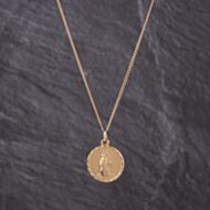 Pre-Owned 9ct Yellow Gold Round St Christopher Pendant & 18 Inch Curb Chain 41143253