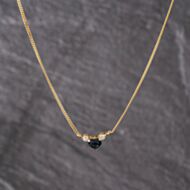 Pre-Owned 18ct Yellow Gold Sapphire & Diamond Heart Gemstone Pendant & 16 Inch Curb Chain 41143270