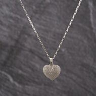 Pre-Owned 9ct White Gold 0.15ct Diamond Pave Set Heart Gemstone Pendant & 18 Inch Belcher Chain 41143271