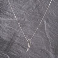 Pre-Owned 9ct White Gold Brilliant Cut Diamond Curved Pendant & 16-18 Inch Box Chain 41143283