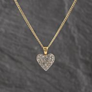 Pre-Owned 18ct Yellow Gold 0.40ct Diamond Pave Set Heart Pendant & 17 Inch Curb Chain 41143290