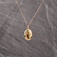Pre-Owned 9ct Yellow Gold Oval Engraved Locket Pendant & 16 Inch Trace Chain 41143292