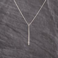 Pre-Owned 18ct White Gold Brilliant Cut Diamond Set Bar Pendant & 16 Inch Curb Chain 41143299