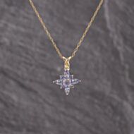 Pre-Owned 9ct Yellow Gold Tanzanite Cluster Pendant & 16 Inch Prince Of Wales Chain 41143303