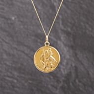 Pre-Owned 9ct Yellow Gold St Christopher Pendant & 18 Inch Curb Chain 41143313