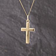 Pre-Owned 9ct Yellow Gold Plain Cross Pendant & 18 Inch Curb Chain 41143315