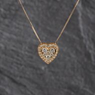 Pre-Owned 18ct Rose Gold 1.00ct Brilliant Cut Diamond Heart Cluster Pendant & 16-18 Inch Box Chain 41143342